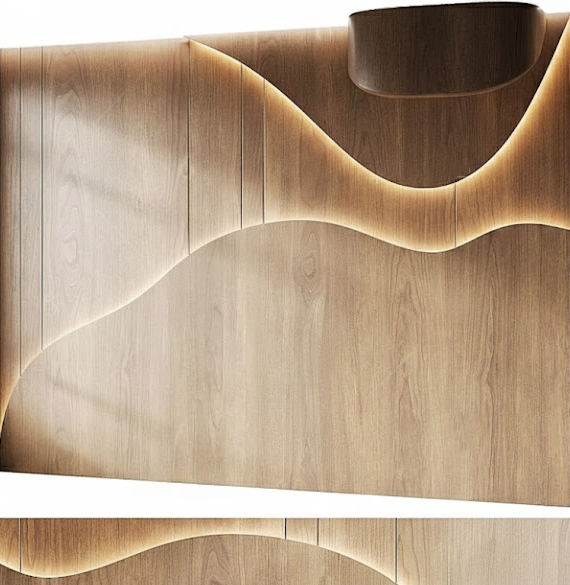 Wave Wood Wall Panel with LED Light – 3ds Max Corona Render_4754