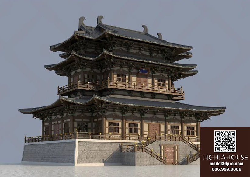 hinese Main Hall 3D Models – Traditional Temple Interior Set for Architecture & Visualization_72027VR