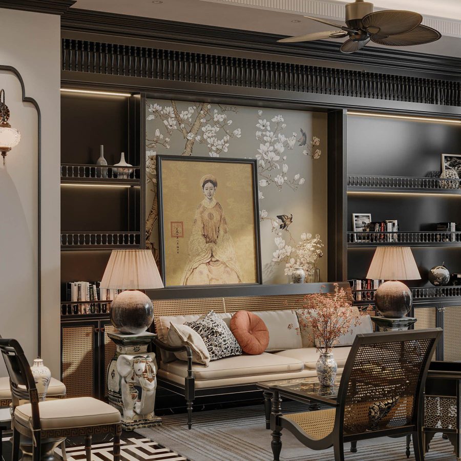 3Ds Max Indochine Living Room Interior Model Download by Giang Dinh Vu