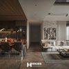 3Ds Max Living Room - Kitchen Interior Model Download by Cao Huy Hoang