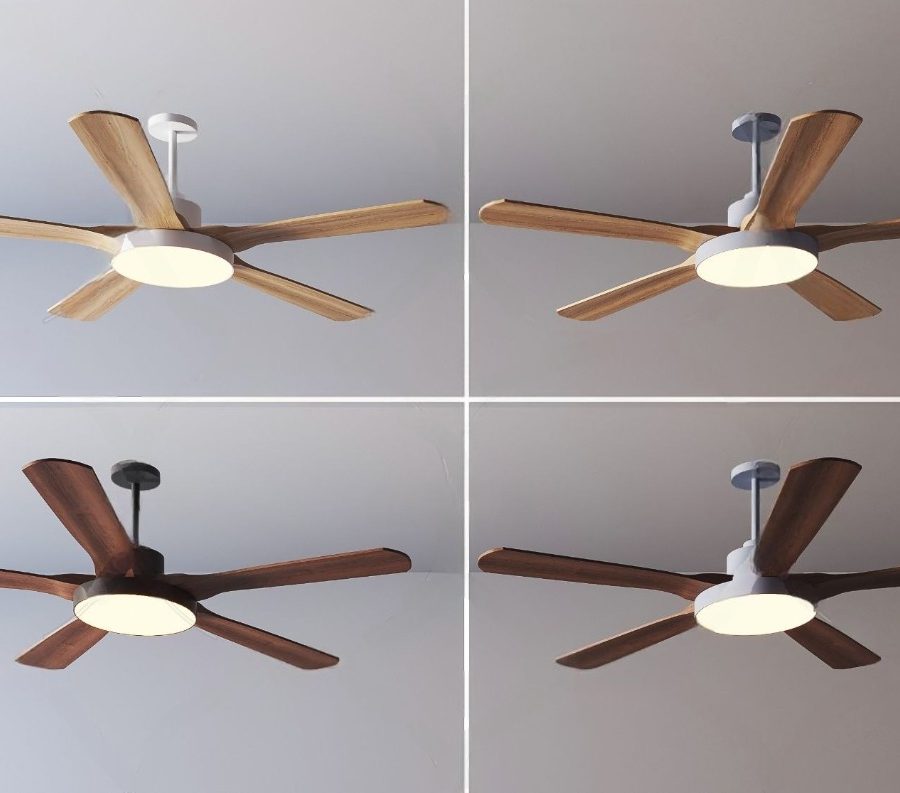 Ceiling Fan with LED Light 3D Model – Wood Blade – Vray for 3ds Max_6440
