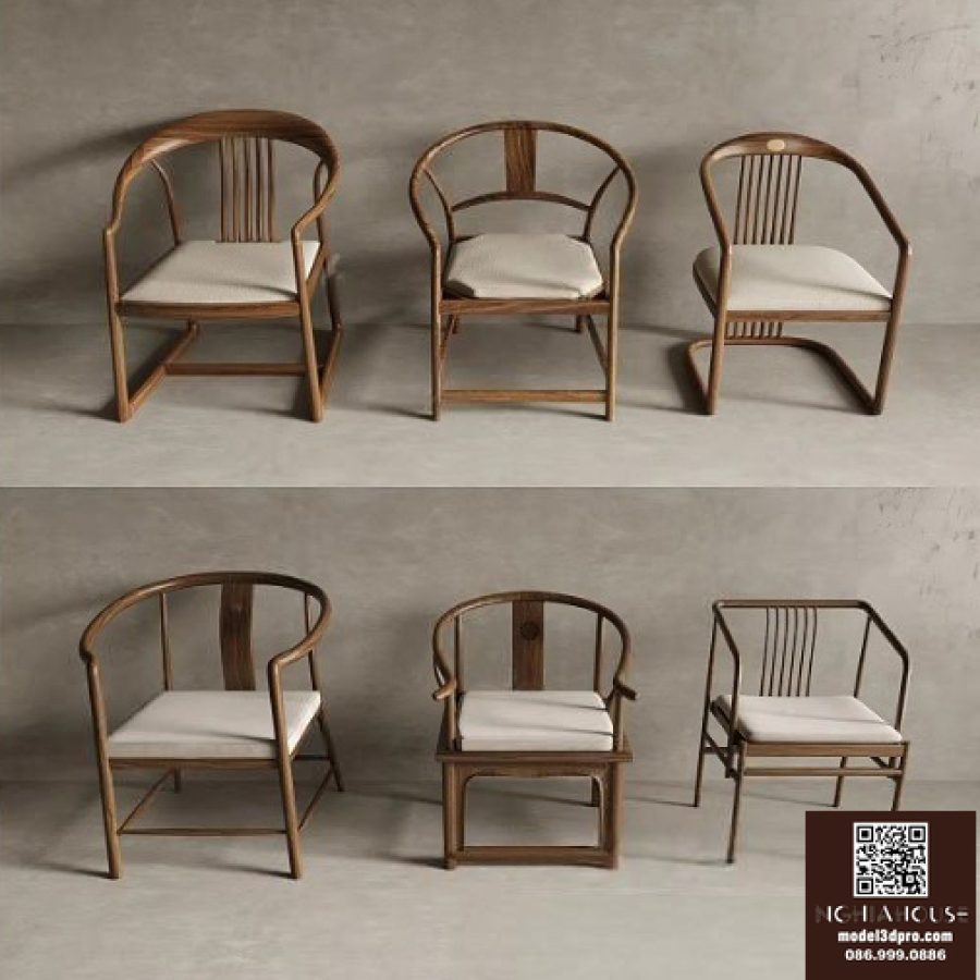 Chinese Style Wooden Chair Set 3ds Max Model – V-Ray Render_4789