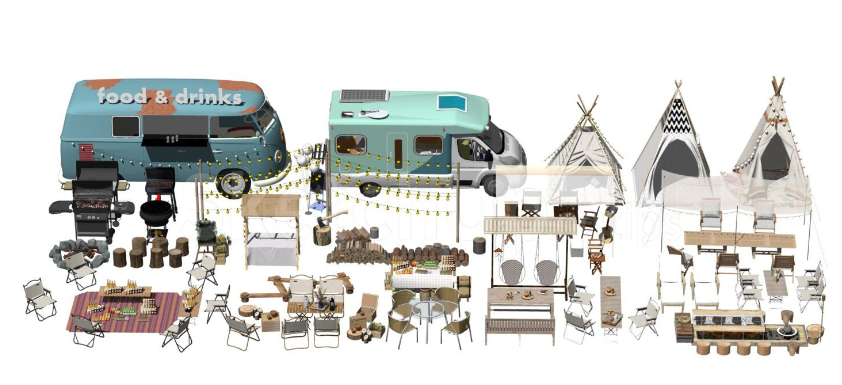 Free SketchUp Camping & Food Truck 3D Models – Outdoor Furniture, Tent & BBQ Collection_9445
