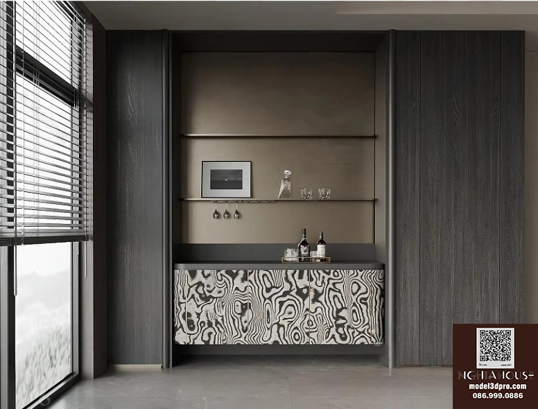 Luxury Mini Bar Cabinet 3ds Max V-Ray Render Interior