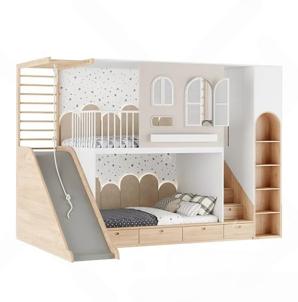 Kids Bedroom Bunk Bed Furniture – 3ds Max V-Ray 3D Model_3182