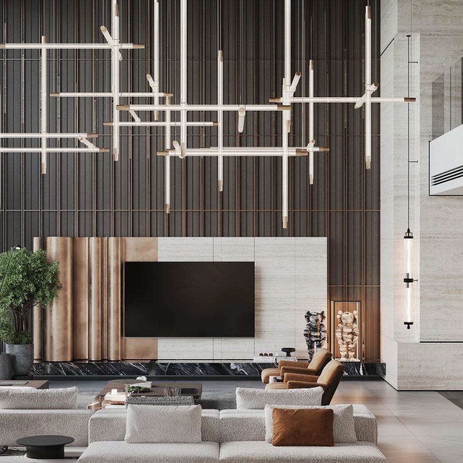 Living Room – Kitchen Interior Model Download by Dinh Van Nam