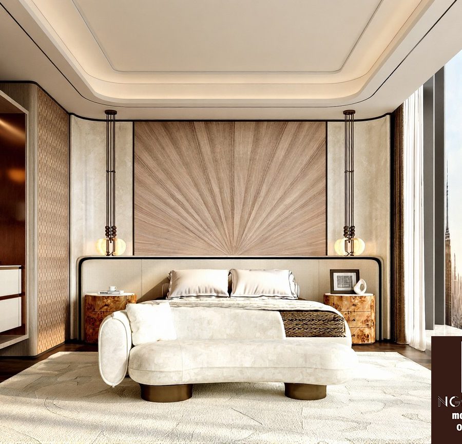 Luxury Bedroom SketchUp Model with Wooden Headboard_9451