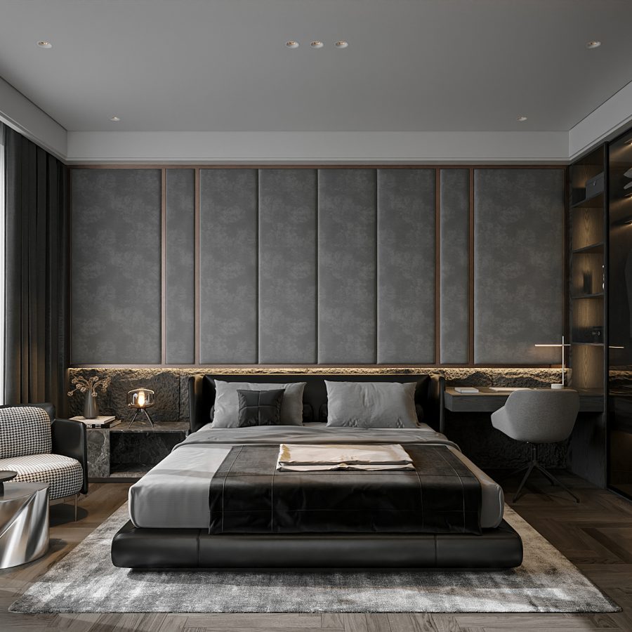 Luxury Contemporary Bedroom Design 3ds Max File Full Interior Scene