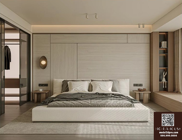 Luxury Modern Master Bedroom Scene 3D Model Vray Render Ready ArchViz_8676