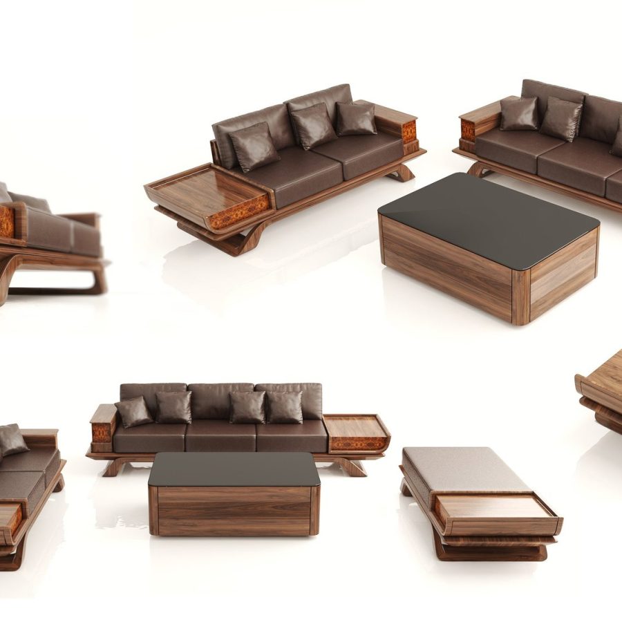 Luxury Walnut Sofa SketchUp Model – Interior Furniture