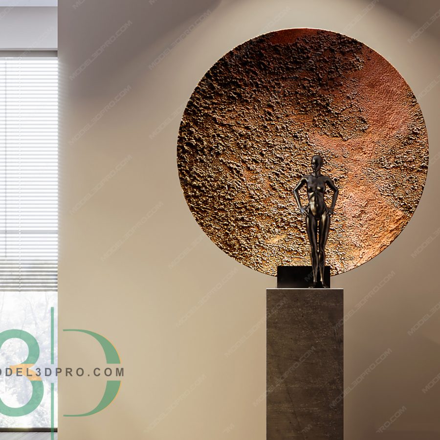 Modern Art Statue & Textured Circle Panel – 3ds Max V-Ray_6707