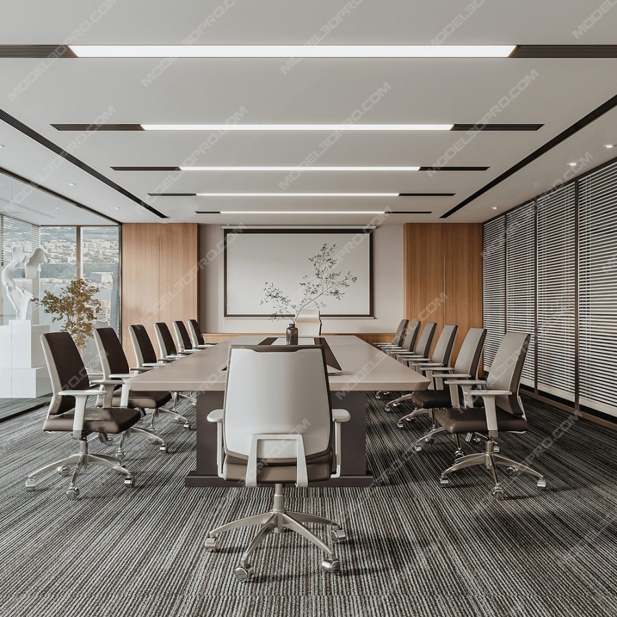 Office Boardroom Interior 3ds Max V-Ray Rendering Scene_8143