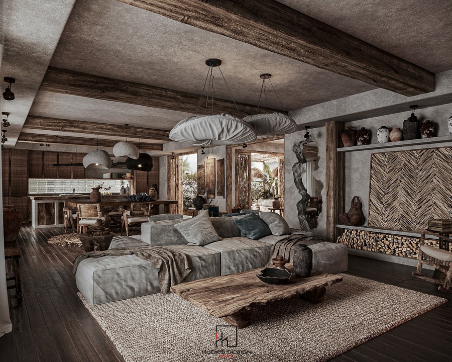 Wabi-Sabi Living Room 3D Model