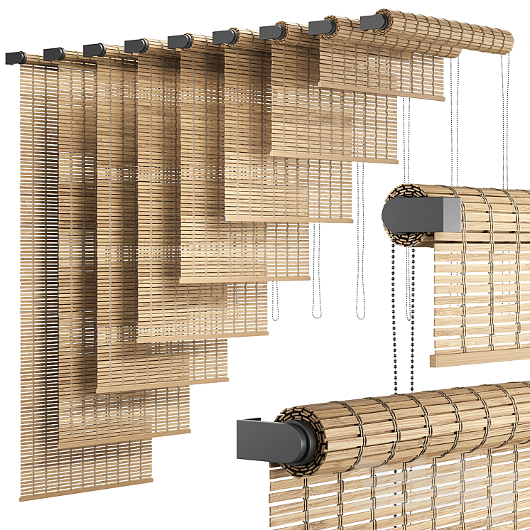 Wooden Roller Blinds 3D Model for 3ds Max – Vray & Corona Render Ready