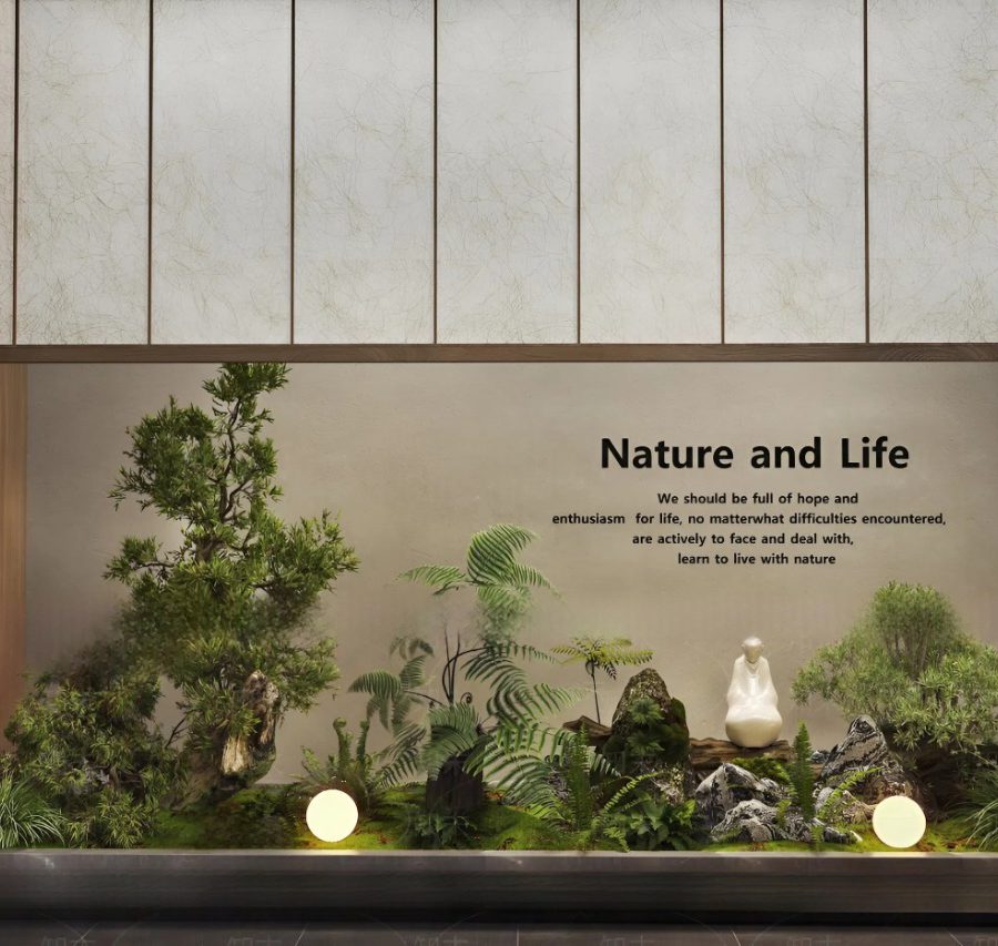 Zen Garden Interior Decoration SketchUp Model – Nature Style Indoor Landscape_9452