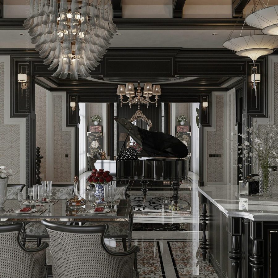 3D Indochine Living Room – Kitchen Interior Model Download by Tran Tien Viet