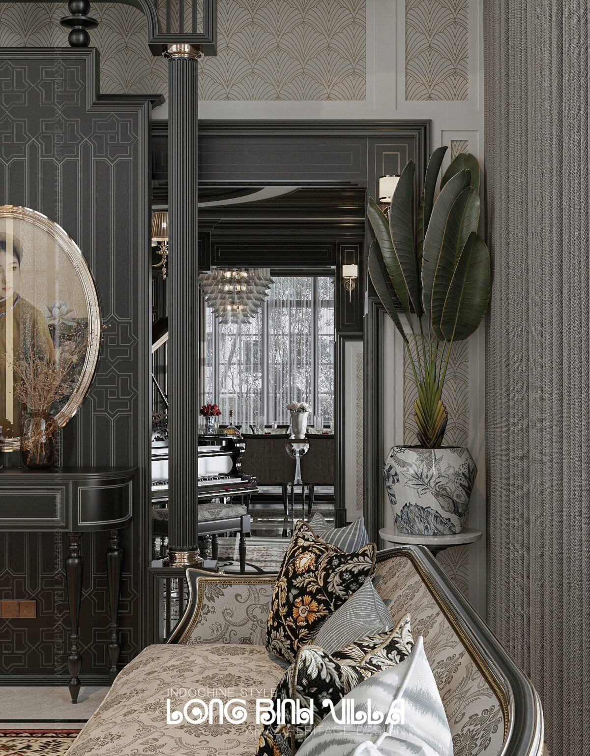 3D Indochine Living Room – Kitchen Interior Model Download by Tran Tien Viet - Ảnh 3