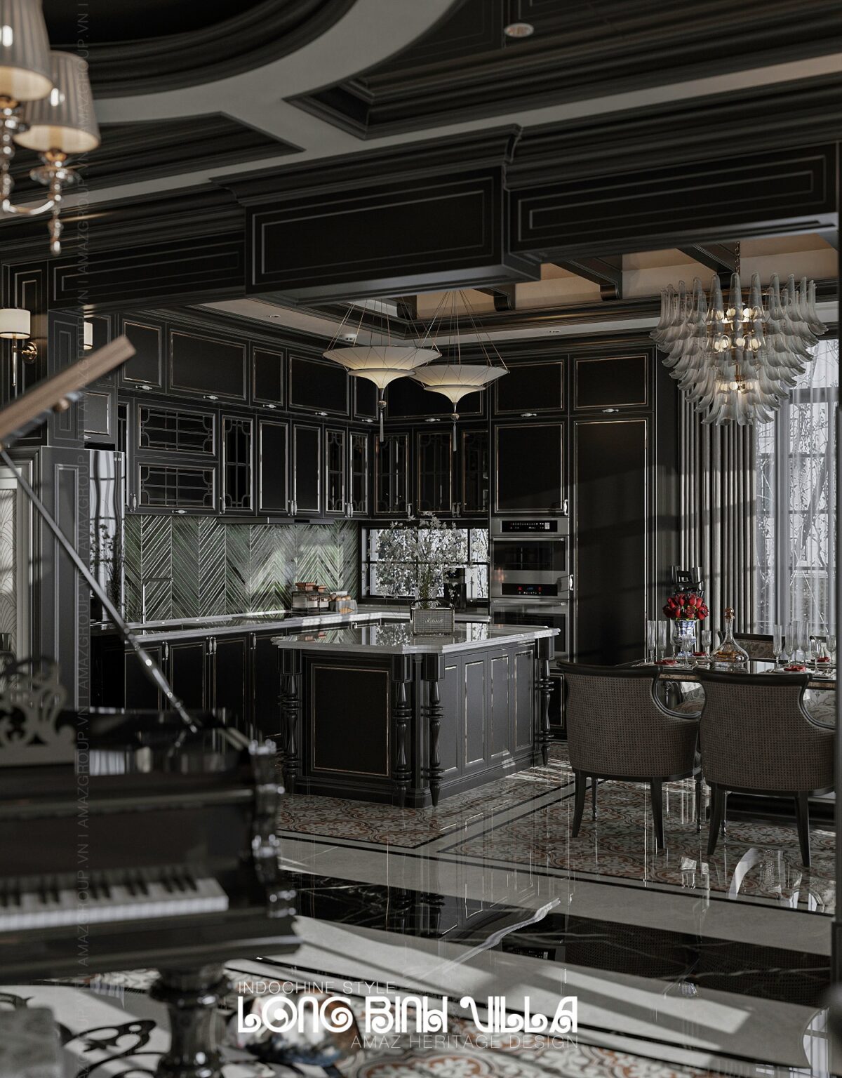 3D Indochine Living Room – Kitchen Interior Model Download by Tran Tien Viet - Ảnh 6