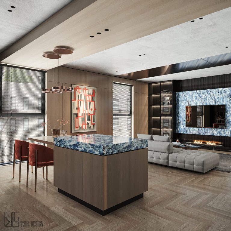 3D Living Room – Kitchen Interior Model Download by Anh Tehu - 3D ...