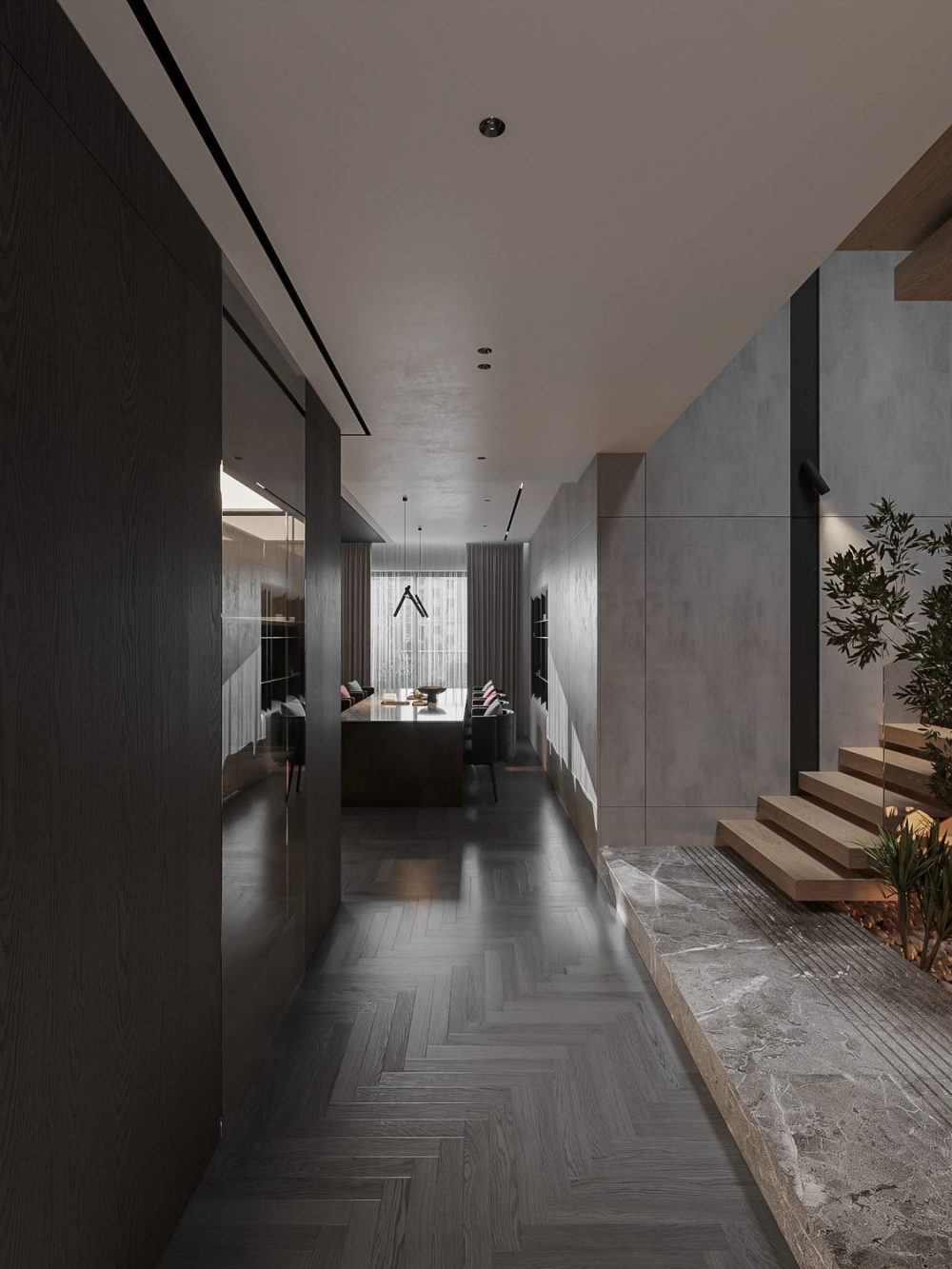 3D Living Room – Kitchen Interior Model Download by Quoc Quyen - 3D ...