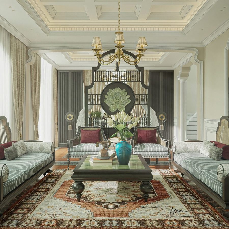 3Ds Max Indochine Living Room – Kitchen Interior Model Download By Nam ...