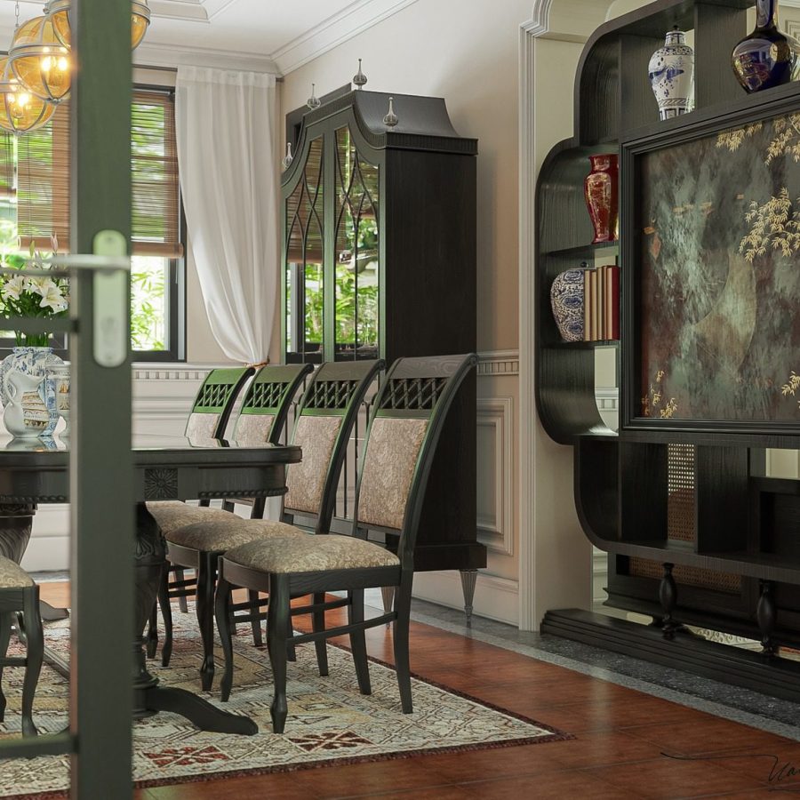 3Ds Max Indochine Living Room – Kitchen Interior Model Download By Nam ...