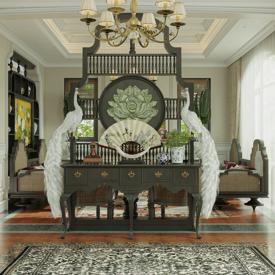 3Ds Max Indochine Living Room – Kitchen Interior Model Download By Nam Ngoc Dinh