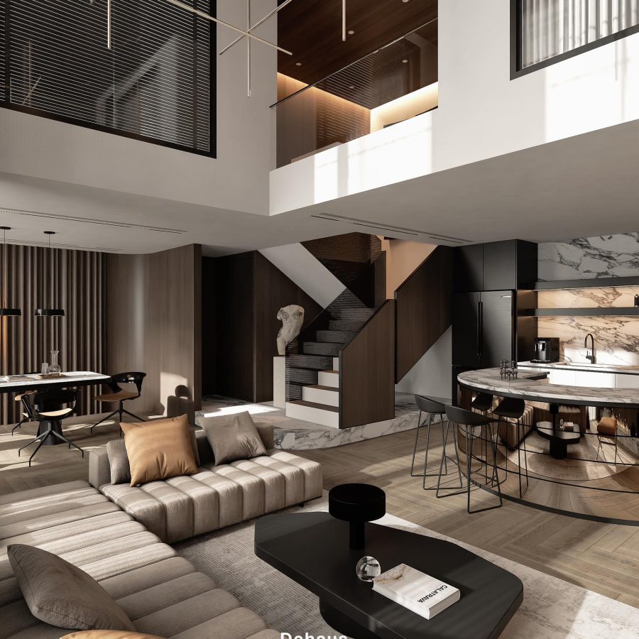 3Ds Max Living Room - Kitchen Interior Model Download By Trung Hau Tran