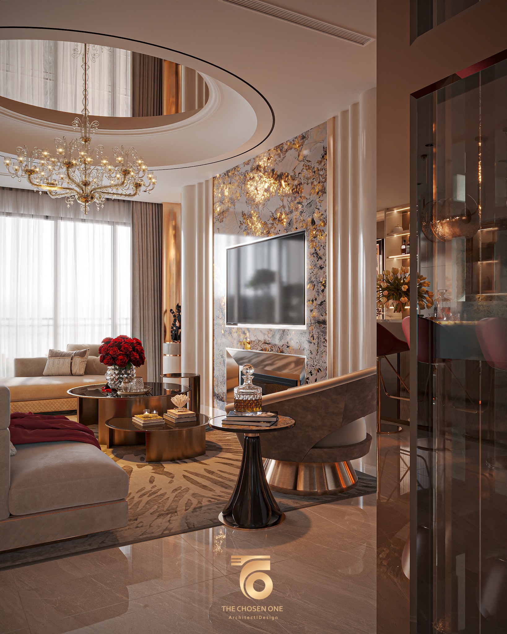 3Ds Max Living Room – Kitchen Interior Model Download By Nguyen Phu Thinh