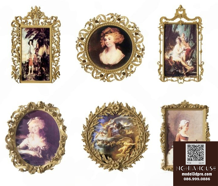 Classic Vintage Picture Frames Set 3D Model – 3ds Max V-Ray Render_5662