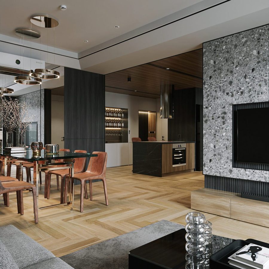 Download Free Living Room - Kitchen Interior Model by Nguyen The Dinh 9492