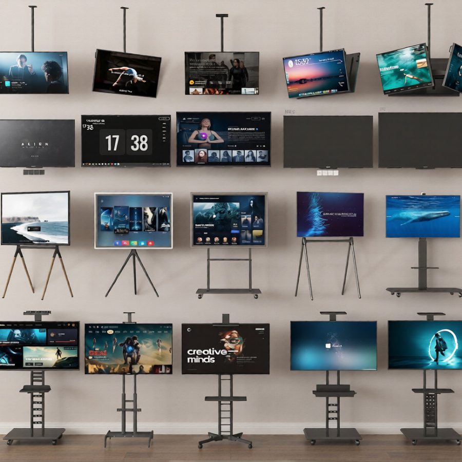 Free Mobile TV Stand 3Ds Max Models Collection Modern TV Cart V-Ray