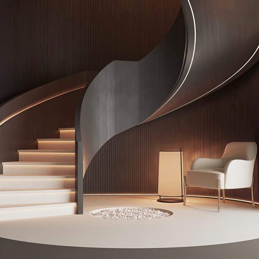 Free Modern Curved Staircase 3D Model – Contemporary Spiral Stairs for 3ds Max_4842