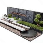 Modern Zen Garden Water Feature 3D Model Collection – 30 Items | 3ds Max