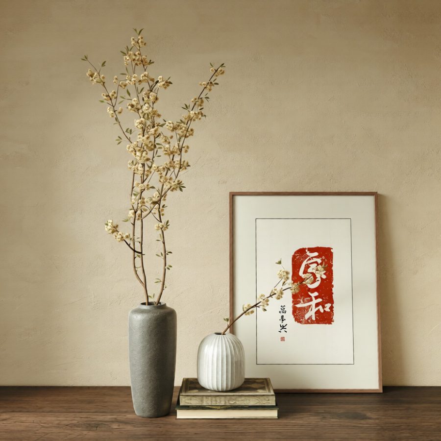 Japanese Zen Interior Still Life 3D Model – Vase, Flowers, Wall Art 3ds Max V-Ray Render_9479