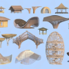 Set 30 Bamboo Pavilion, Wooden Canopy & Organic Structure 3D Models 3ds Max N273