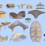 Set 30 Bamboo Pavilion, Wooden Canopy & Organic Structure 3D Models 3ds Max N273