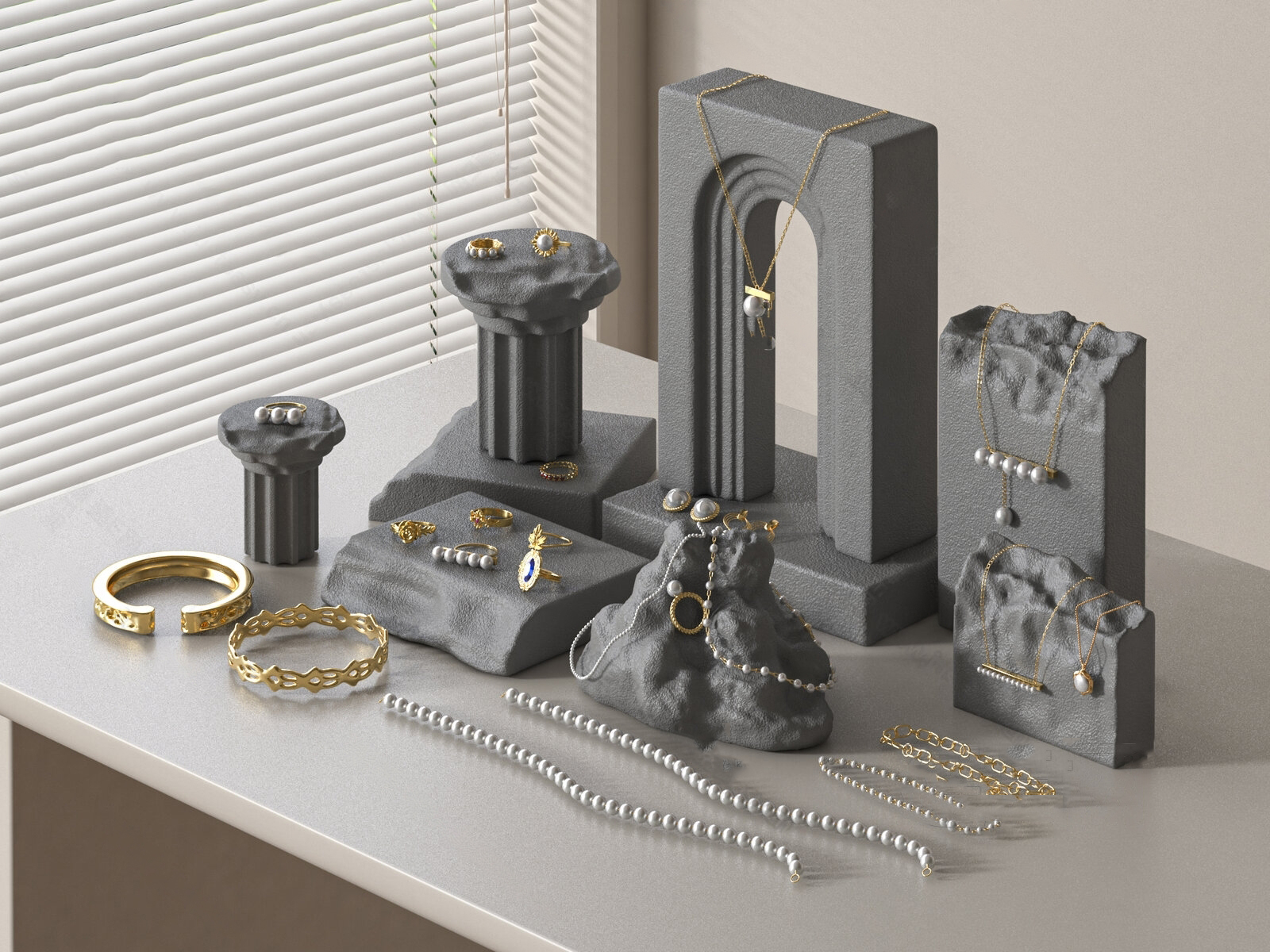 Set of 30 Jewelry Display Stand 3D Models – Minimal Style 3ds Max N238 - Ảnh 6