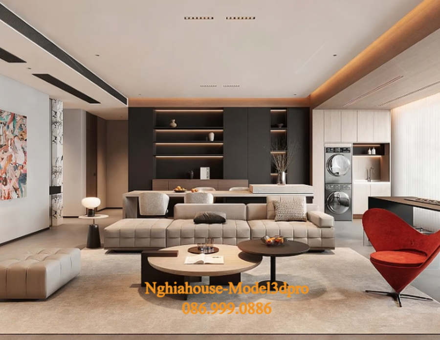 Set of 30 Modern Living Room, Kitchen & Bedroom 3D Models – 3ds Max