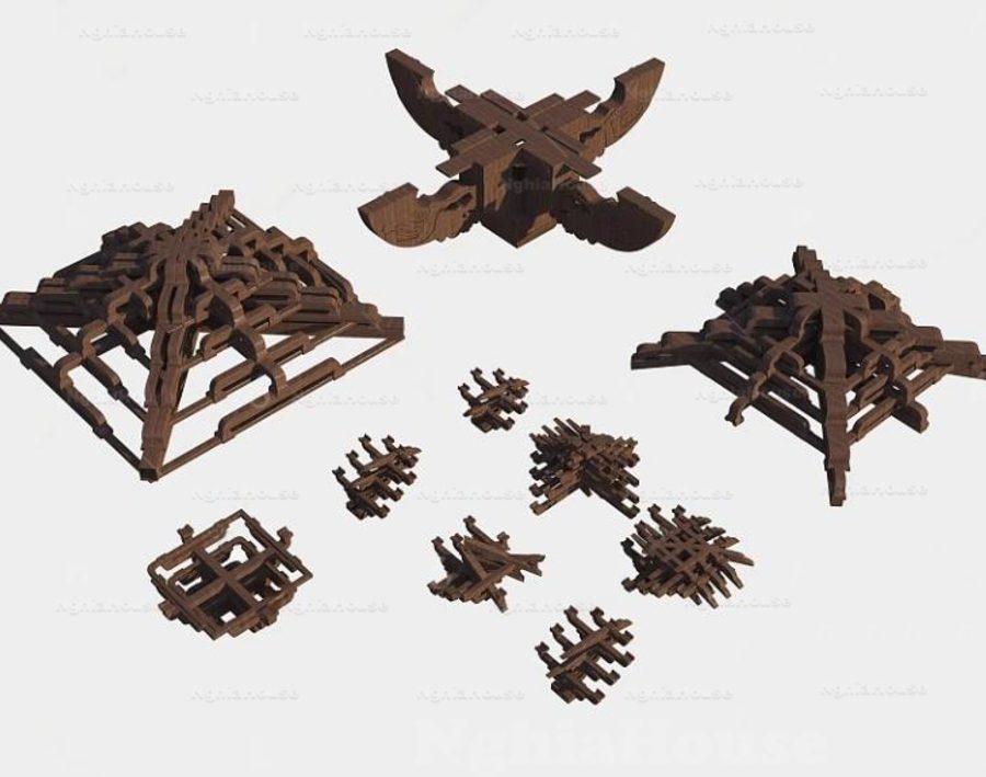 Wood Molding & Traditional Wood Joinery 3D Models Set – 30 Details 3ds Max