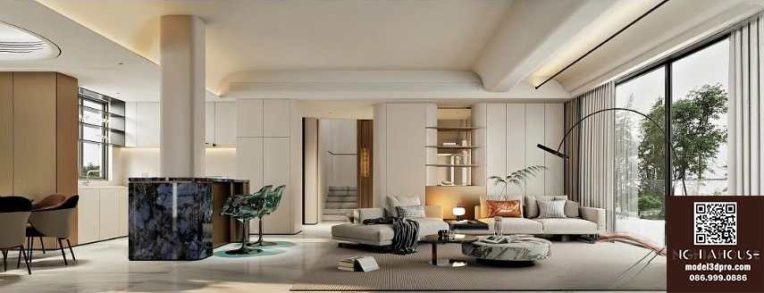 30 Modern Interior Bedroom & Living Room 3ds Max Models Pack for Interior Design (14)