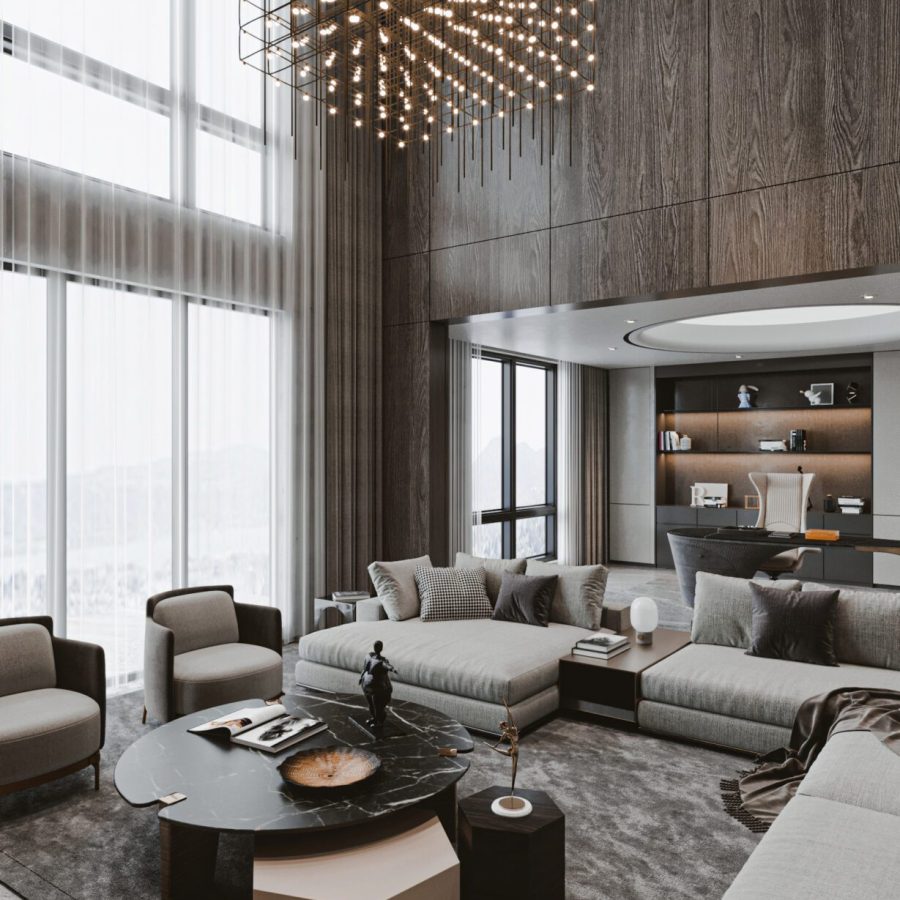 3Ds Max Living Room – Kitchen Interior Model Download By Arc Cao Son