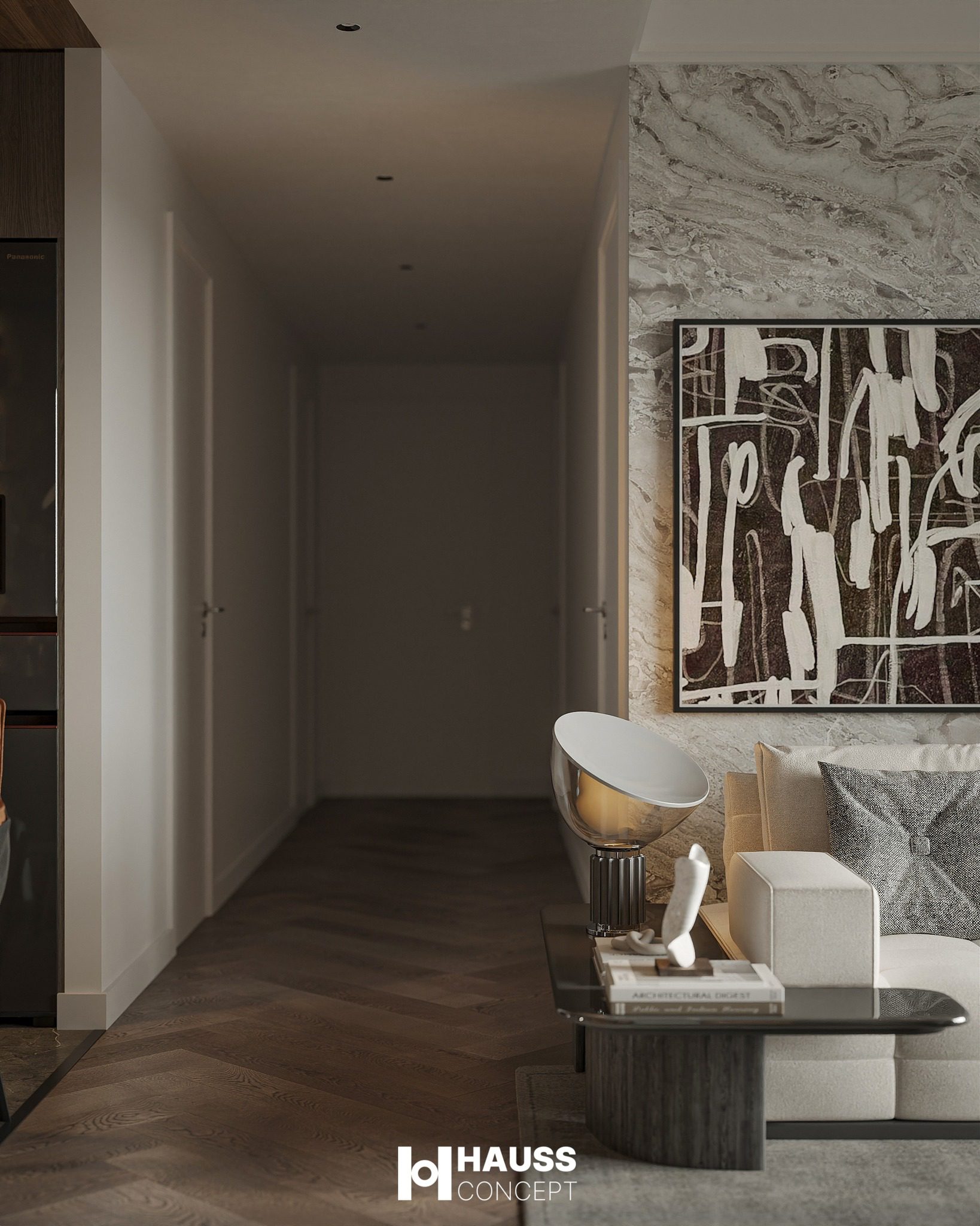 3Ds Max Living Room – Kitchen Interior Model Download by Cao Huy Hoang - Ảnh 2