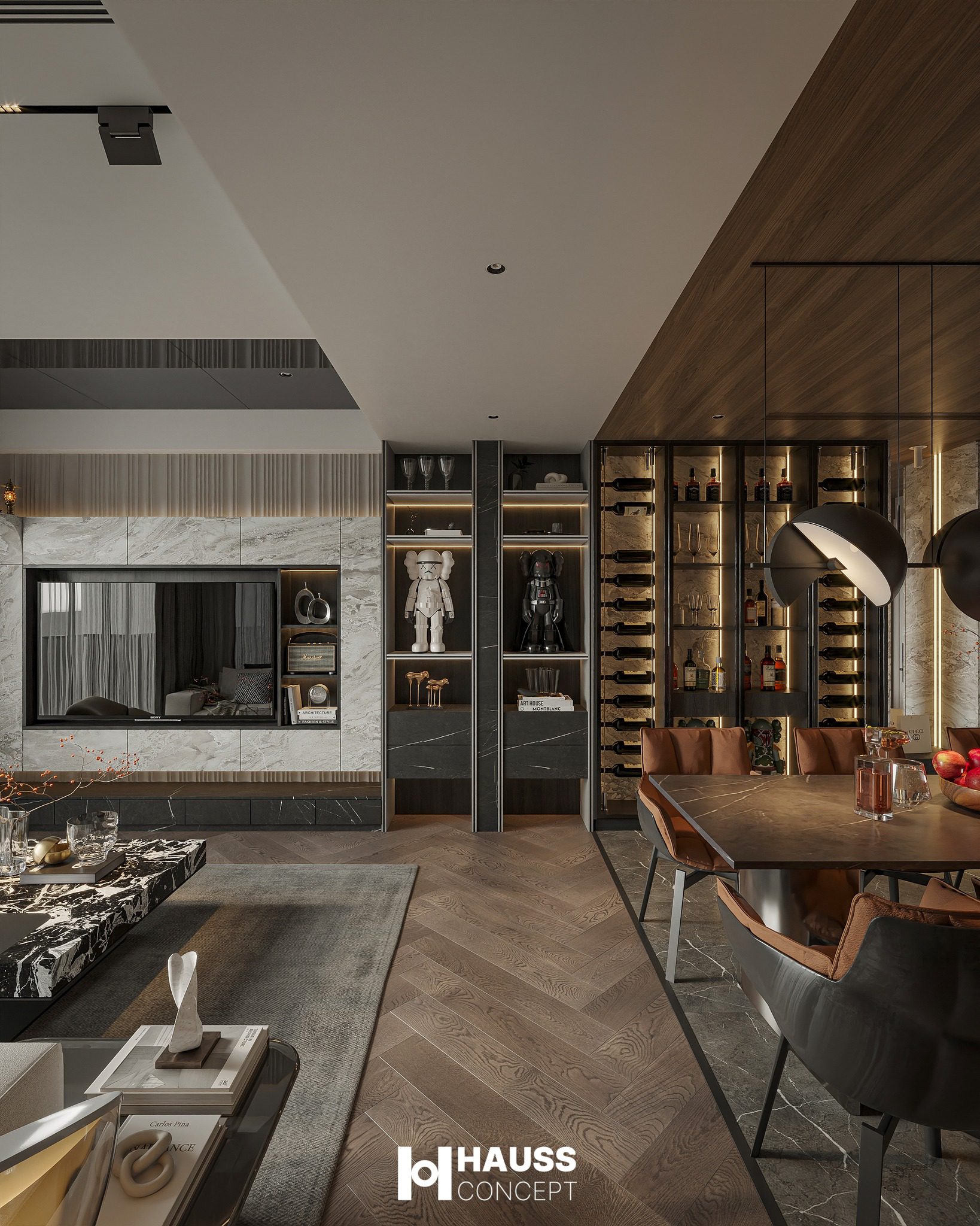 3Ds Max Living Room – Kitchen Interior Model Download by Cao Huy Hoang - Ảnh 11