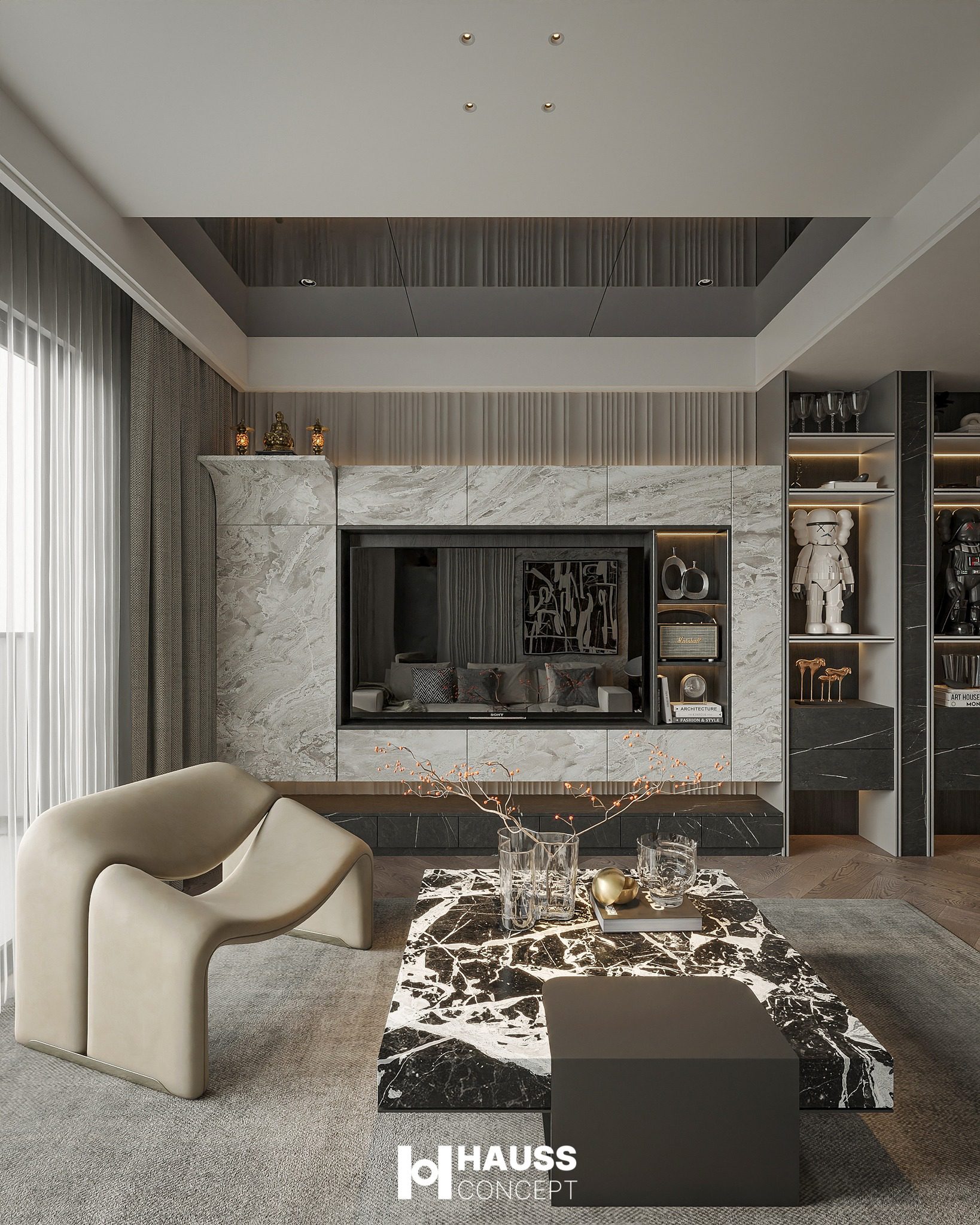 3Ds Max Living Room – Kitchen Interior Model Download by Cao Huy Hoang - Ảnh 12