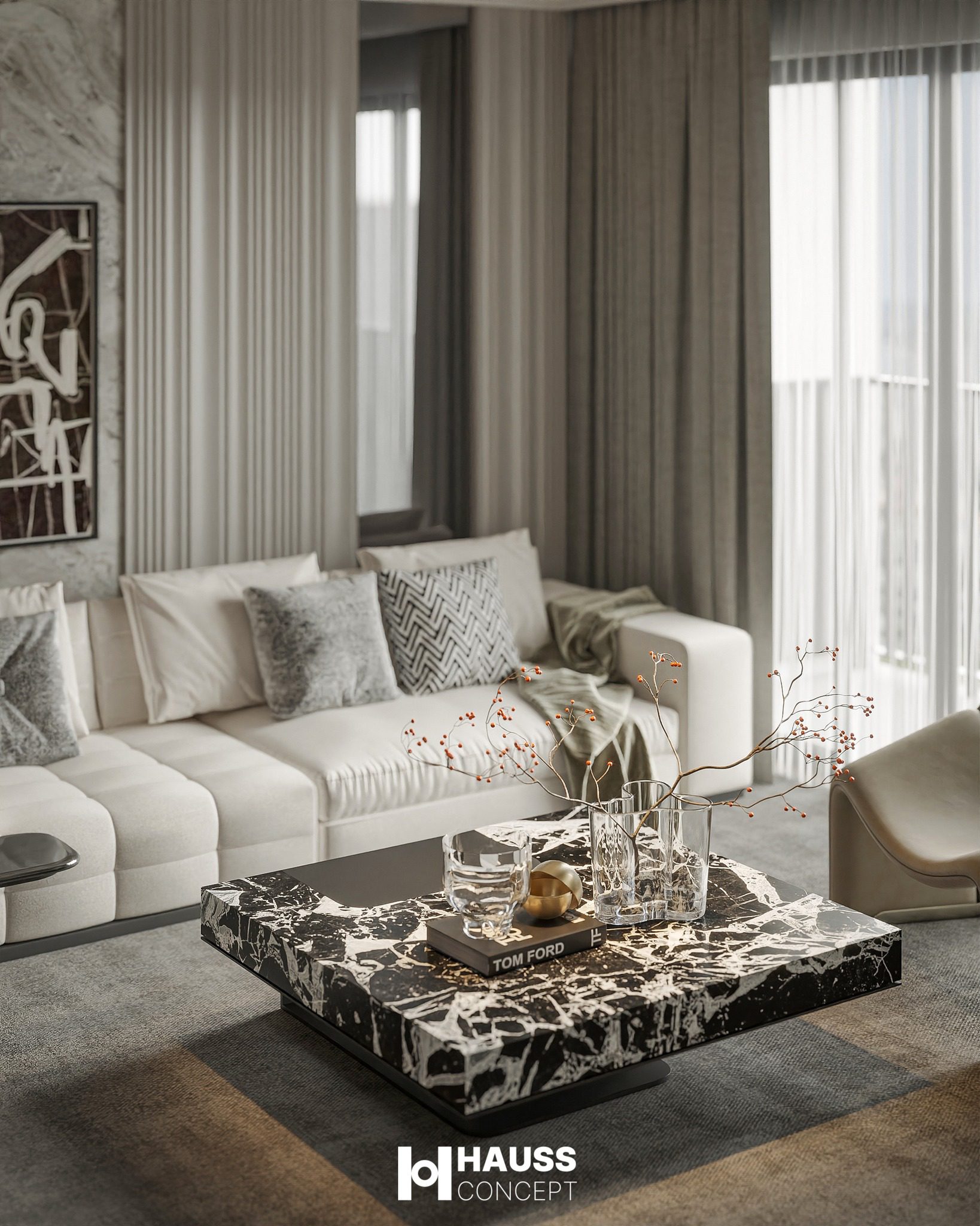 3Ds Max Living Room – Kitchen Interior Model Download by Cao Huy Hoang - Ảnh 8