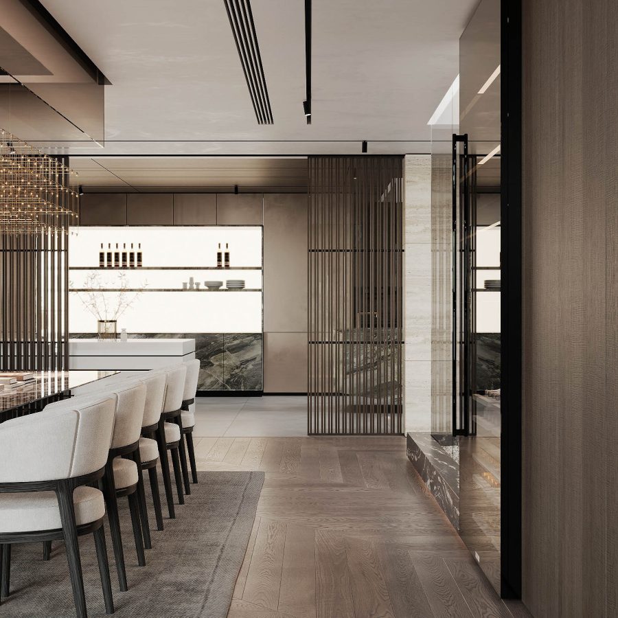 3Ds Max Living Room – Kitchen Interior Model Download by Dinh Van Nam