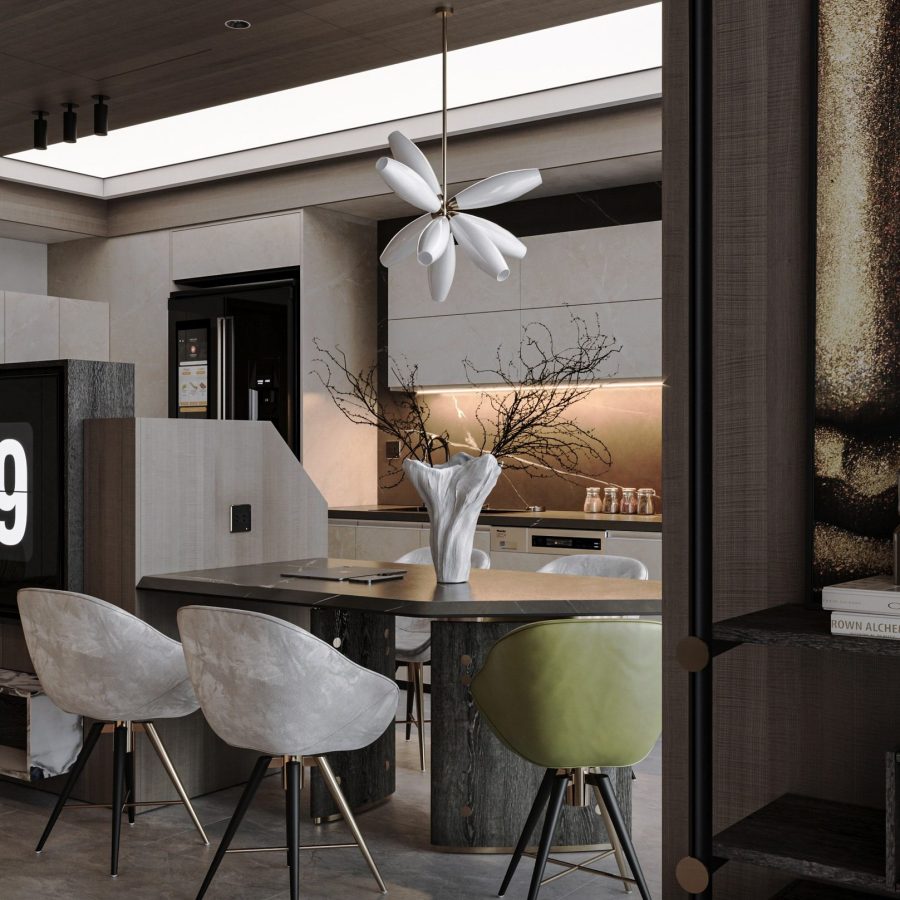 3Ds Max Living Room – Kitchen Interior Model Download by Huy Nguyen ...