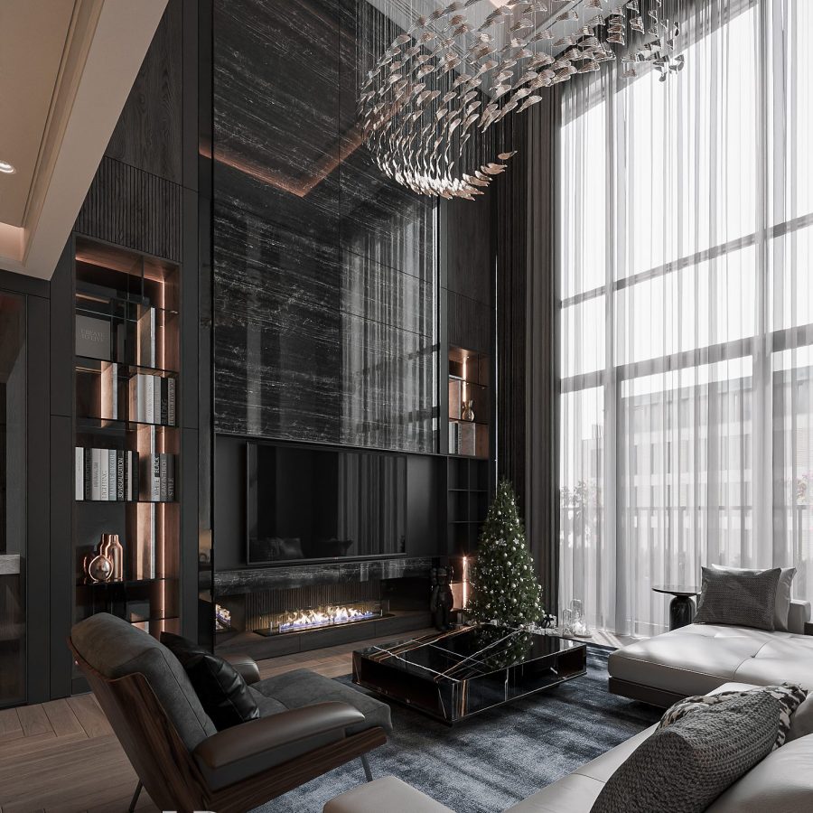 3Ds Max Living Room – Kitchen Interior Model Download by Duc Dung