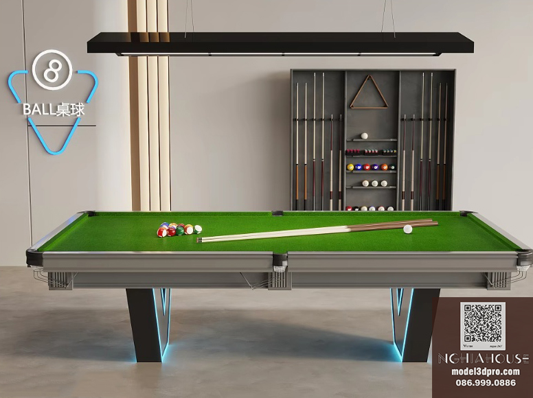 Free Pool Table 3D Model – Realistic Billiard Table 3ds Max Download ...